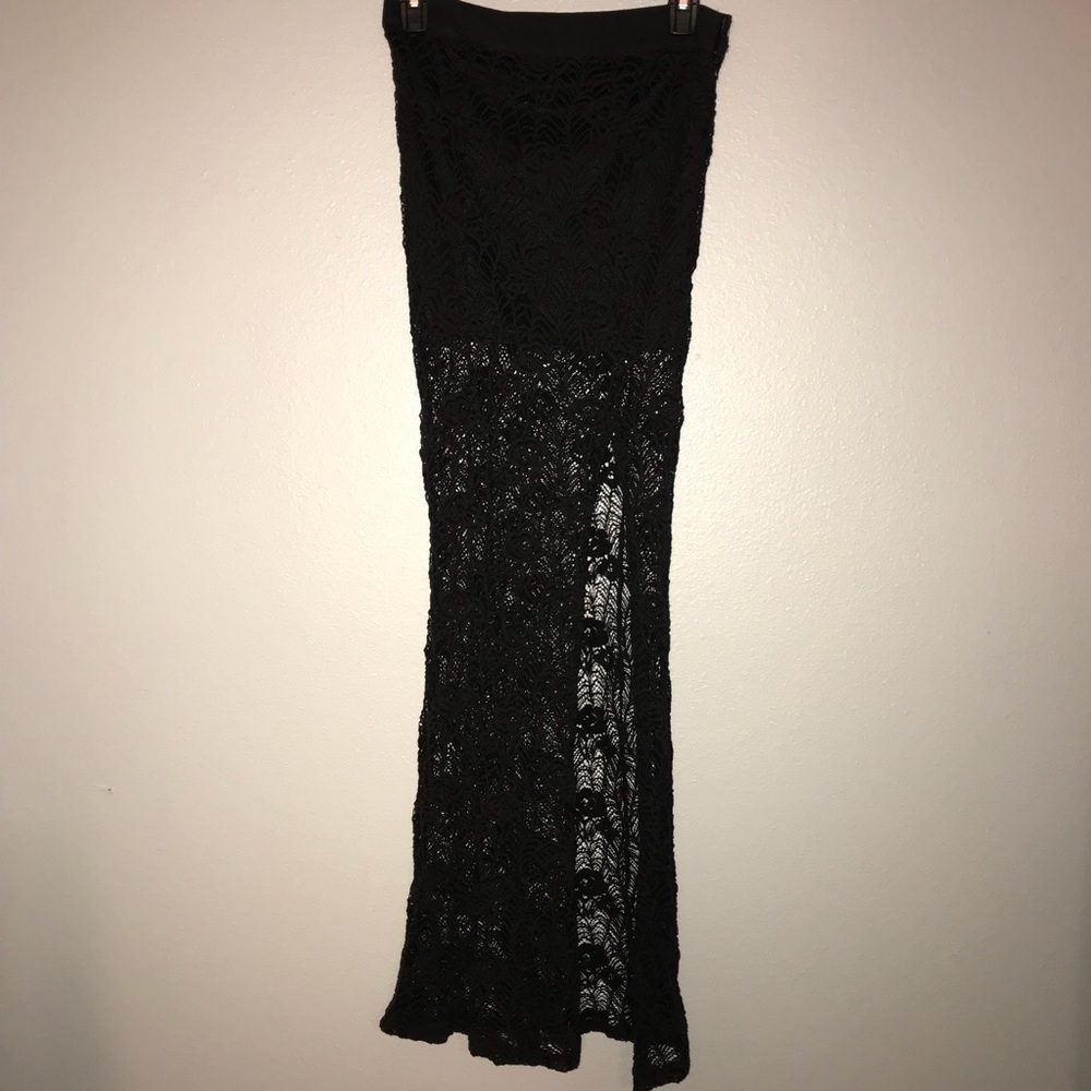 Floral knitted maxi skirt